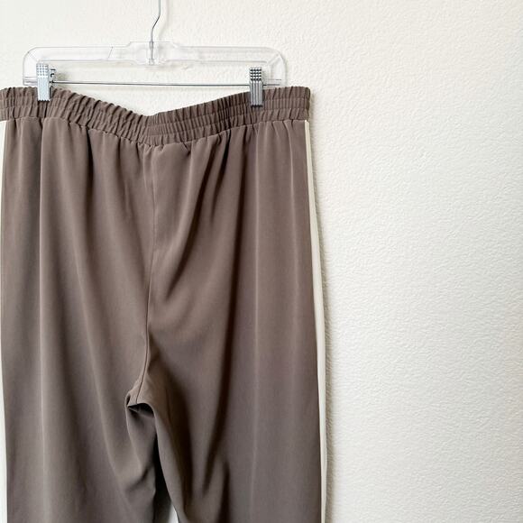 [Primark] Brown White High Rise Side Stripe Wide Leg Pants Elastic Waist Size XL - Picture 8 of 11